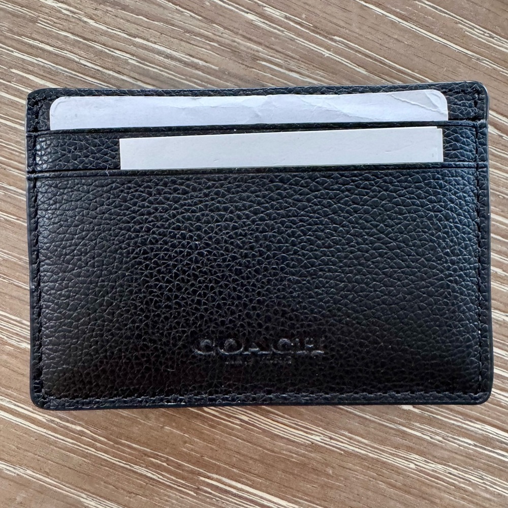 Coach Black Pebbled Leather Card Holder